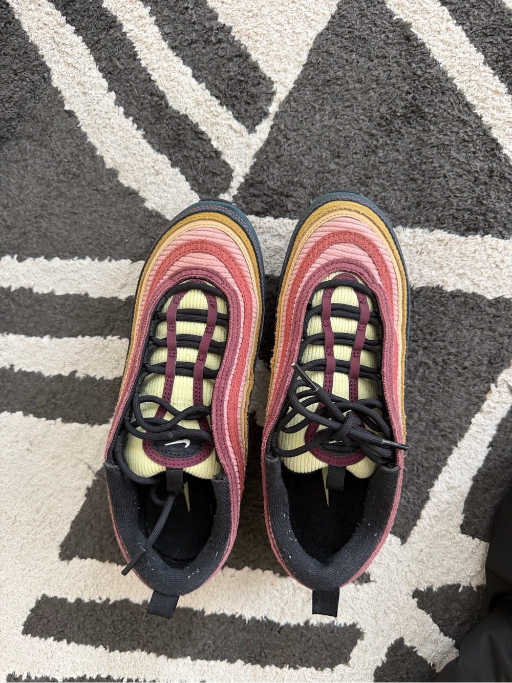 Nike Kids Layered Sneakers in Pink, Yellow and Burgundy